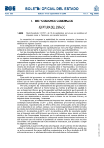 Real Decreto-ley 13/2011, de 16 de septiembre, por el que se restablece el Impuesto sobre el Patrimonio, con carácter temporal . Estado BOE-A-2011-14809.pdf application/pdf Objeto