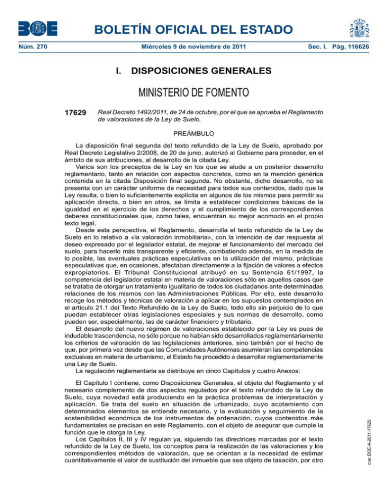 Real Decreto 14922011 De 24 De Octubre Por El Que Se Aprueba El Reglamento De Valoraciones De 2158