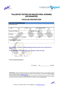 FICHA INSCRIPCION TALLER DE TEATRO EN INGLES 2014