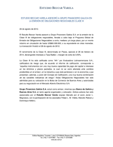 Estudio Beccar Varela asesoró a Grupo Financiero Galicia en la emisión de Obligaciones Negociables Clase III