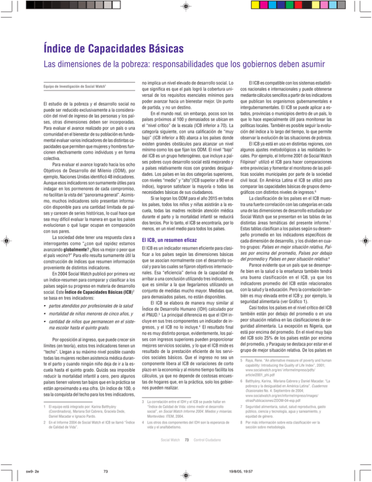 Ndice De Capacidades B Sicas. Las Dimensiones De La Pobreza ...