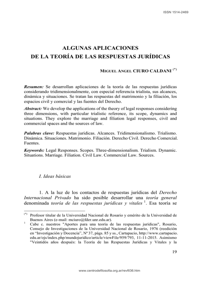 Algunas Aplicaciones De La Teor A De Las Respuestas Jur Dicas