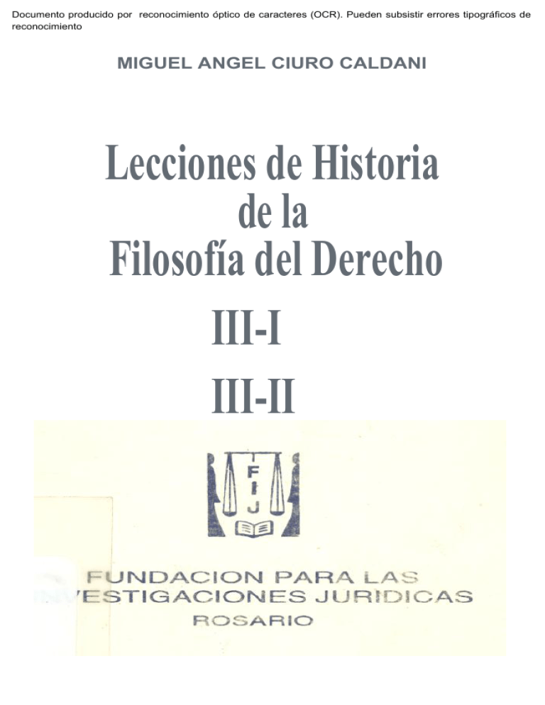 Lecciones De Historia De La Filosof A Del Derecho III-I / III-II