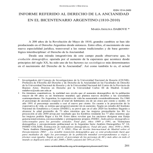 Informe referido al Derecho de la Ancianidad en el Bicentenario Argentino (1810-2010)