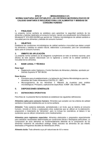 NTS N°         ... NORMA SANITARIA QUE ESTABLECE LOS CRITERIOS MICROBIOLÓGICOS DE