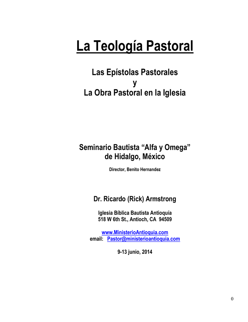 Teología Pastoral- Hojas Para Alumnos