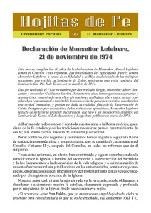 Hojita 65: Declaraci n de Monse or Lefebvre de 1974