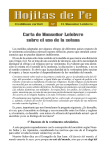Hojita 57: Carta de Monse or Lefebvre sobre el uso de la sotana