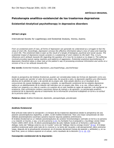 Psicoterapia analítico-existencial de los trastornos depresivos  Existential-Analytical psychotherapy in depressive disorders