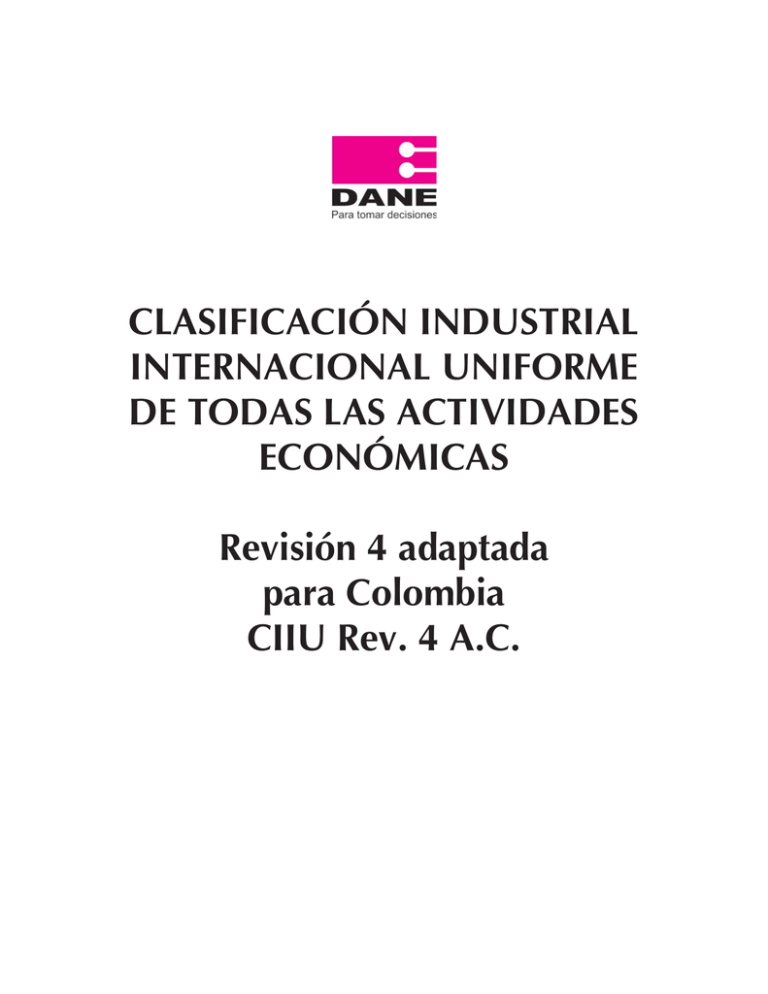 CLASIFICACIÓN INDUSTRIAL INTERNACIONAL UNIFORME DE TODAS LAS ...