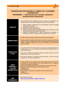 PROGRAMA 1  Subvencions per a estudis, auditories i assessorament