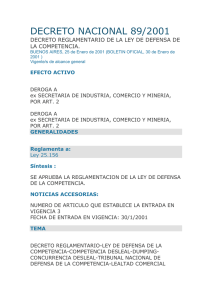 Decreto Nacional 89/2001