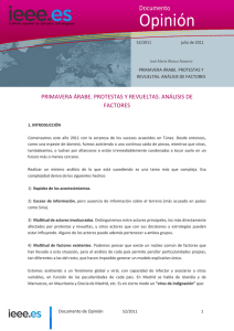 Opinión Documento PRIMAVERA ÁRABE. PROTESTAS Y REVUELTAS. ANÁLISIS DE FACTORES