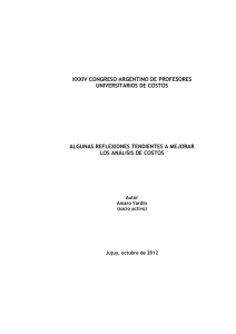 Algunas reflexiones tendientes a mejorar el análisis de los costos