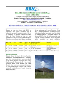 Reporte sismos y volcanes, Febrero 2008.