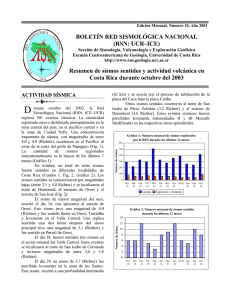 Reporte sismos y volcanes, Octubre 2003.