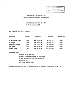 BOLETÍN SISMOLÓGICO No. 6? 1-31 Setiembre 1981 Red Sísmica del Valle Central