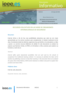 Informativo Documento RECURSOS EDUCATIVOS EN LAS WEBS DE ORGANISMOS INTERNACIONALES DE SEGURIDAD