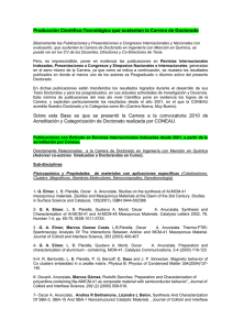 Producción Científico-Tecnológica que sustentan la Carrera de Doctorado En Ingeniería Mención Química