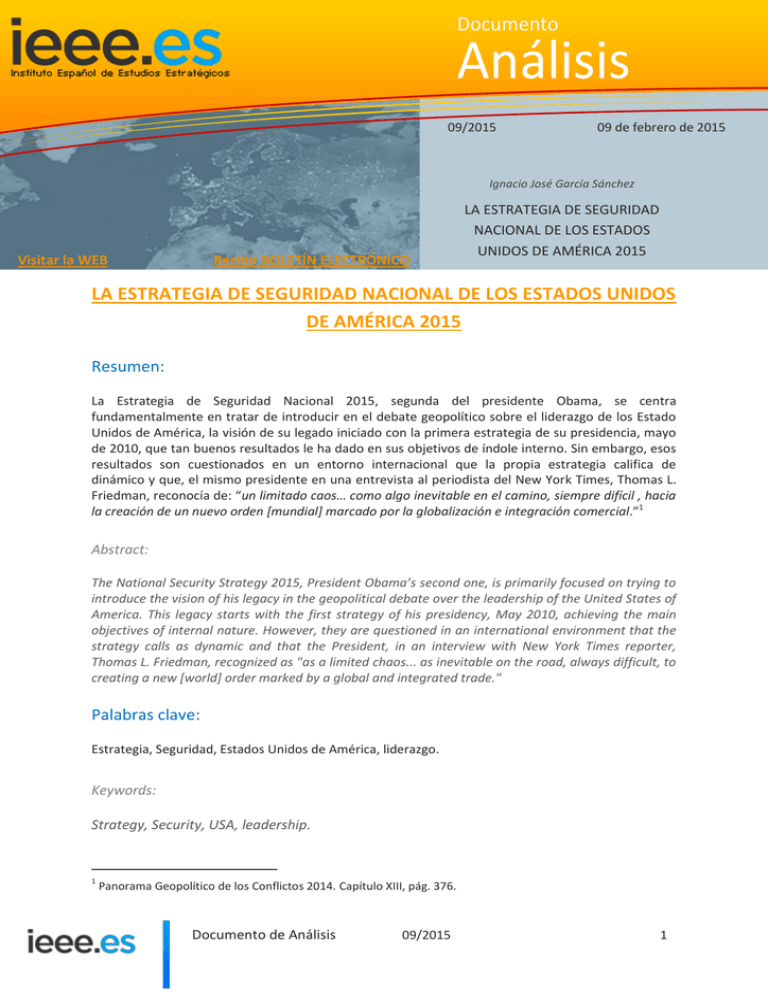 Análisis Documento LA ESTRATEGIA DE SEGURIDAD NACIONAL DE LOS ESTADOS ...