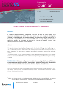 Opinión Documento ESTRATEGIA DE SEGURIDAD ENERGÉTICA NACIONAL *