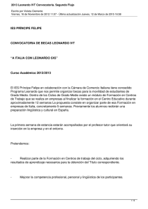 2013 Leonardo IVT Convocatoria. Segundo Flujo