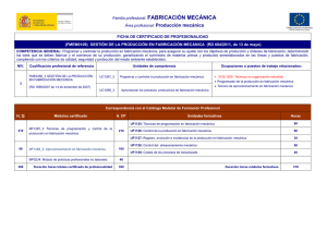 FMEM0109 GESTIÓN DE LA PRODUCCIÓN EN LA FABRICACIÓN MECÁNICA