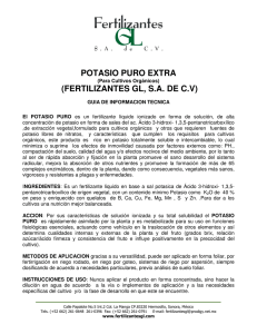 POTASIO PURO EXTRA (FERTILIZANTES GL, S.A. DE C.V)