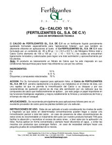 Ca - CALCIO  10 % (FERTILIZANTES GL, S.A. DE C.V)
