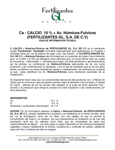 Ca - CALCIO  10 % + Ac. Húmicos-Fulvicos