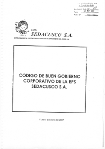 SEDACUSCO S.A. CÓDIGO DE BUEN GOBIERNO CORPORATIVO DE LA EPS &#34;05 Nono/