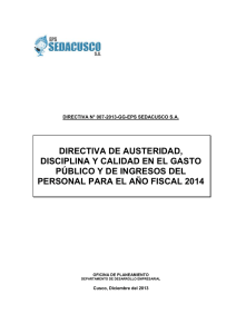 DIRECTIVA DE AUSTERIDAD, DISCIPLINA Y CALIDAD EN EL GASTO