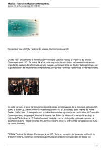 Noviembre trae el XXIV Festival de Música Contemporánea UC