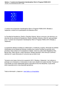 1ª versión de la Exposición Interdisciplinar Work in Progress FADEU... Valparaíso, contará con la participación de Macarena Atria
