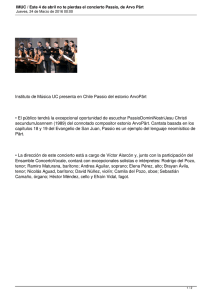 Instituto de Música UC presenta en Chile Passio del estonio... • El público tendrá la excepcional oportunidad de escuchar PassioDominiNostriJesu Christi
