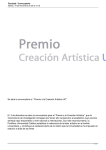 Se abre la convocatoria al  “Premio a la Creación Artística... El  2 de diciembre se abre la convocatoria para el...