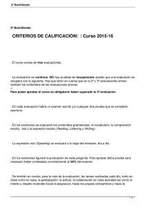 CRITERIOS DE CALIFICACIÓN   Curso 2015-16