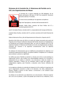 Dictamen de la Comisión No. 4: Relaciones del Partido con la UJC y las Organizaciones de Masas 