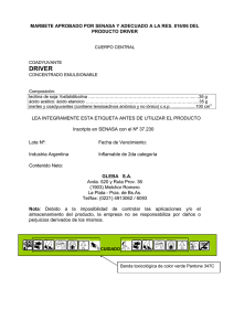 DRIVER  MARBETE APROBADO POR SENASA Y ADECUADO A LA RES. 816/06... PRODUCTO DRIVER