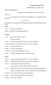 Disposición Decanal Nº 1/16 BUENOS AIRES, 1 de enero de 2016