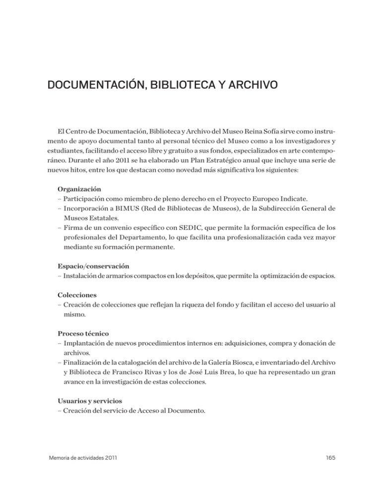 DOCUMENTACIÓN, BIBLIOTECA Y ARCHIVO