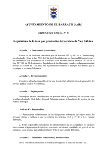 AYUNTAMIENTO DE EL BARRACO (Ávila) ORDENANZA FISCAL Nº 17