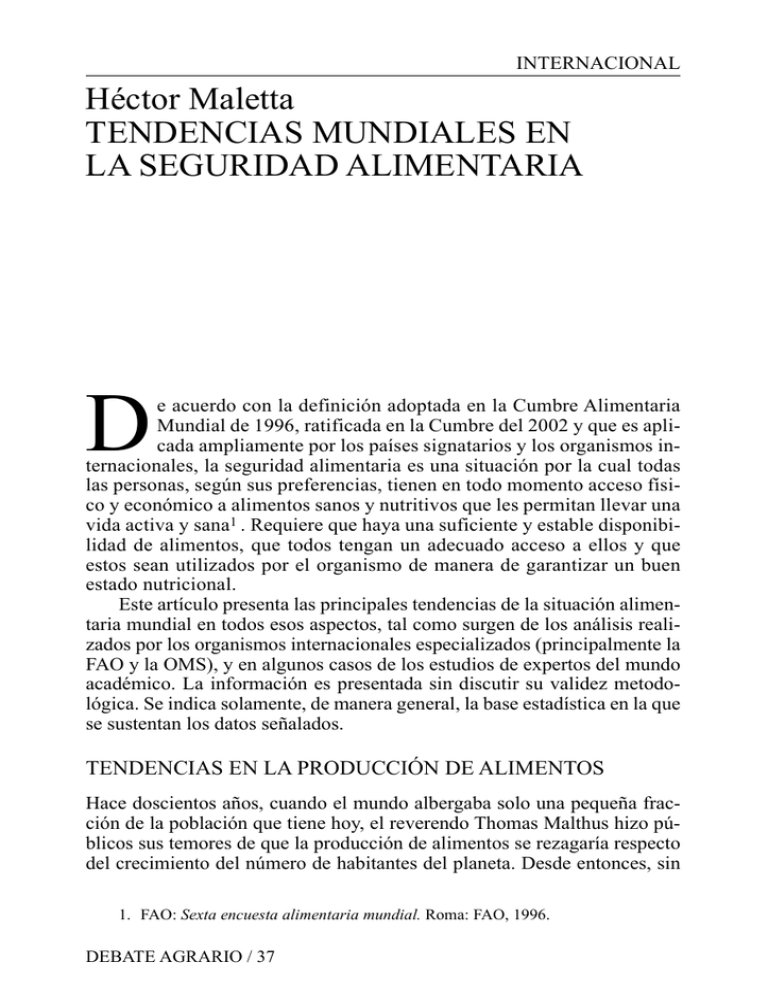 Tendencias Mundiales En La Seguridad Alimentaria