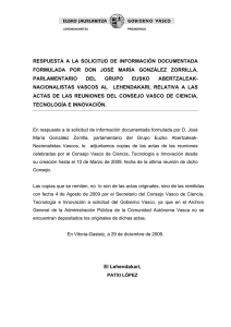 La publicación en la web del Parlamento Vasco de las actas del Consejo Vasco de Ciencia