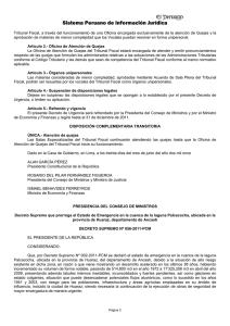 Decreto Supremo que prorroga el Estado de Emergencia en la cuenca de la laguna Palcacocha, ubicada en la provincia de Huaraz, departamento de Ancash