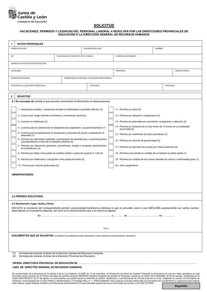 Para solicitar lactancia formulario