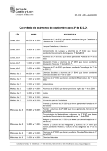 Calendario de exámenes de septiembre para 2º de E.S.O.