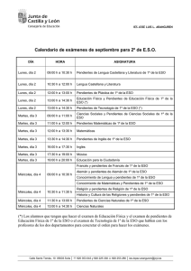 Calendario de exámenes de septiembre para 2º de E.S.O.