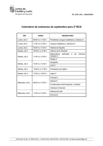 Calendario de exámenes de septiembre para 2º BCS