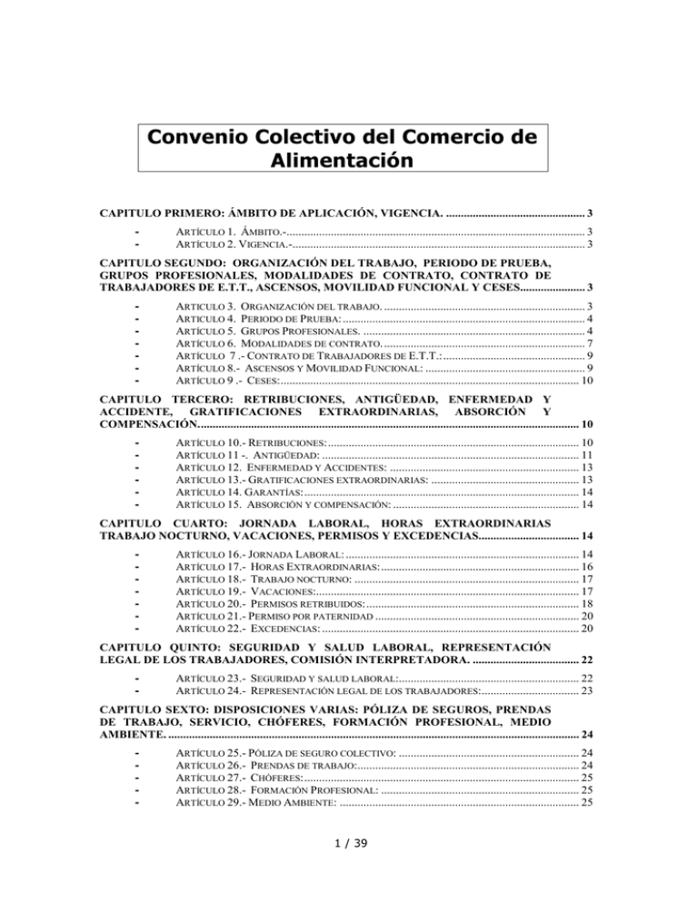 Convenio Colectivo del Comercio de Alimentación